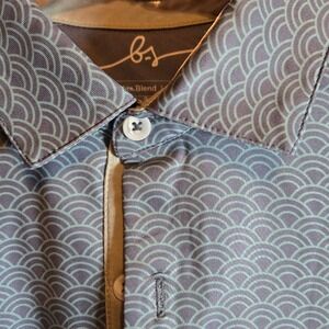 Boston Scott Golf Kids Performance Polo Shirt Blue Wave Pattern Size M